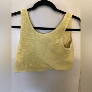 Aerie yellow mesh bralette, sports bra, ribbed material, size XXL